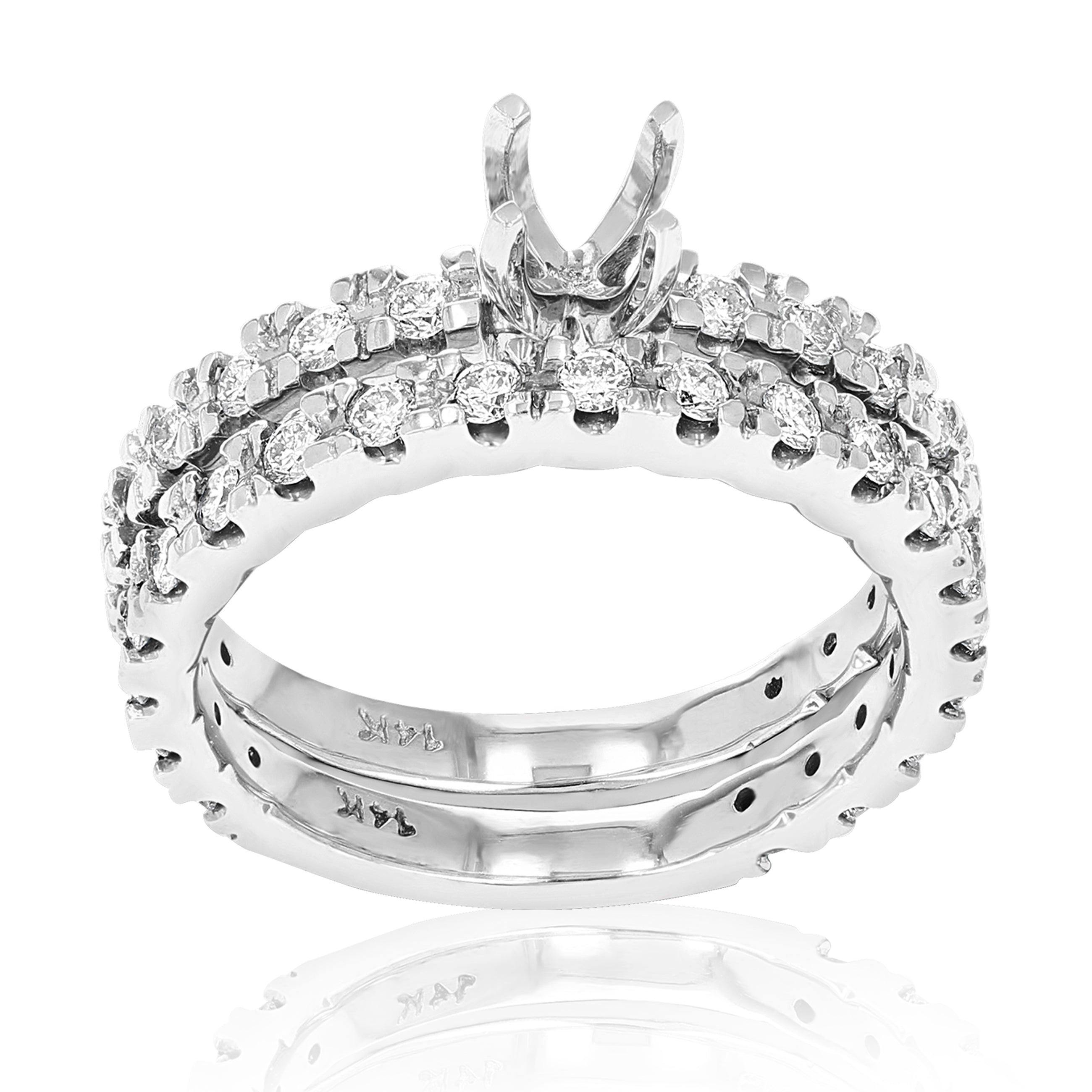 Semi Mount Eternity Diamond Engagement Ring Set