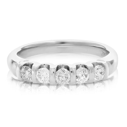 5 Diamond Section Engagement Ring