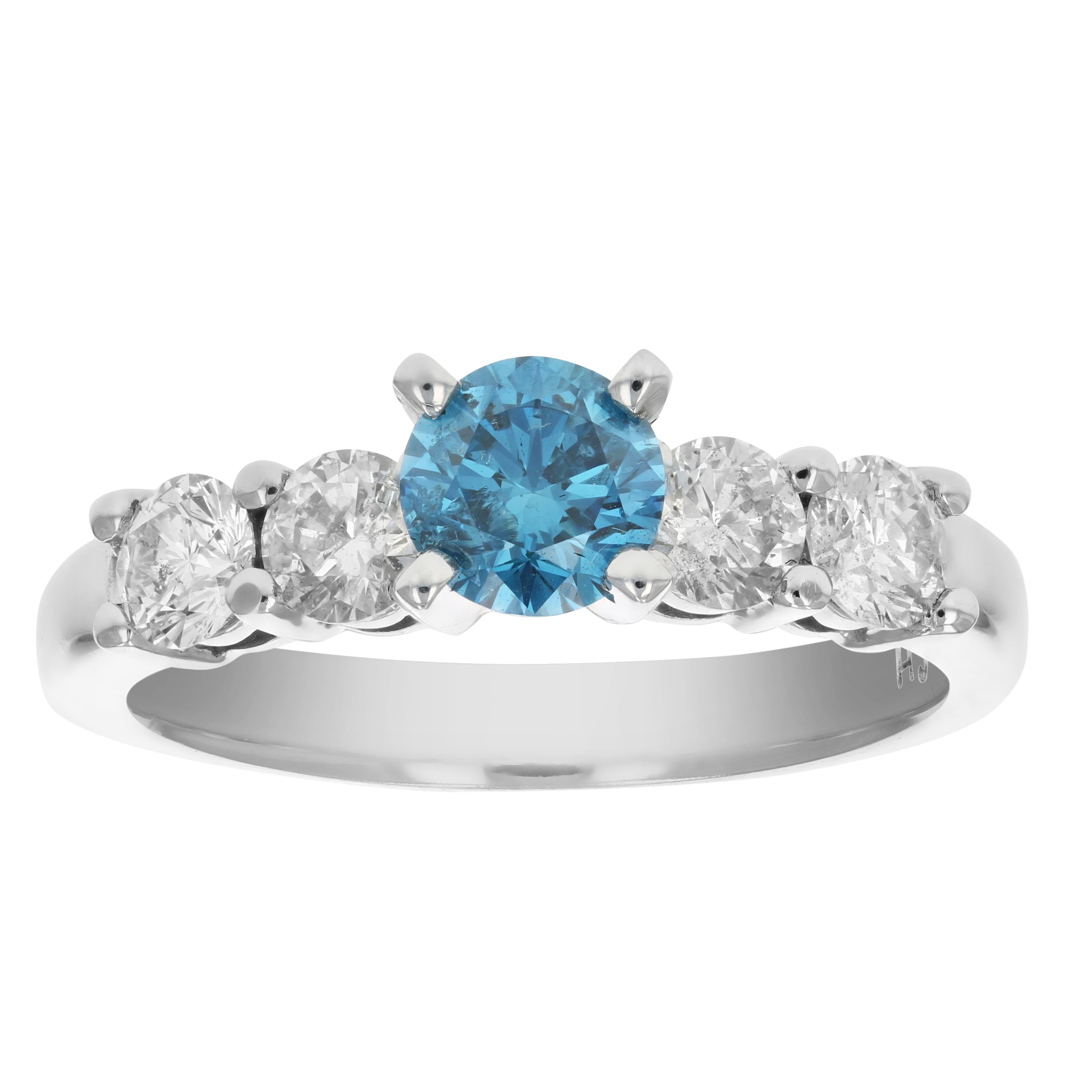 Blue & White Diamond Engagement Ring