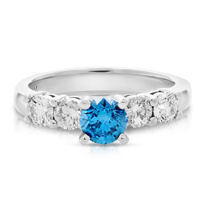 Blue & White Diamond Engagement Ring