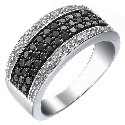 Black & White Diamond Multi Row Band