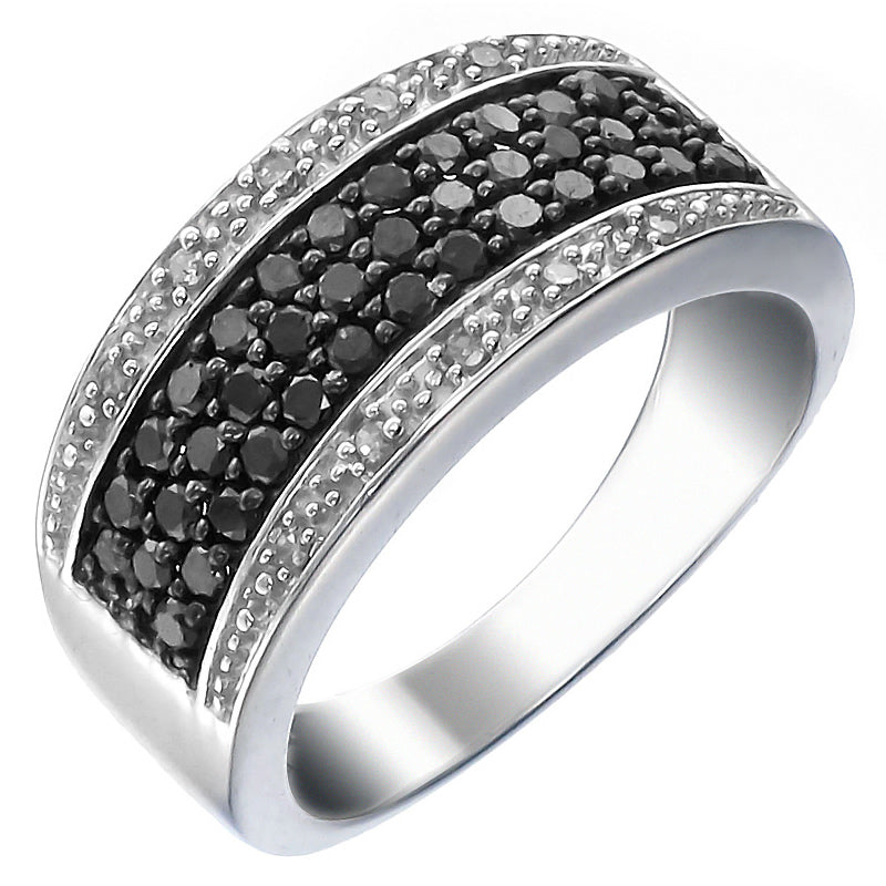 Black & White Diamond Multi Row Band