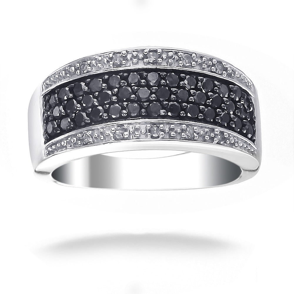 Black & White Diamond Multi Row Band