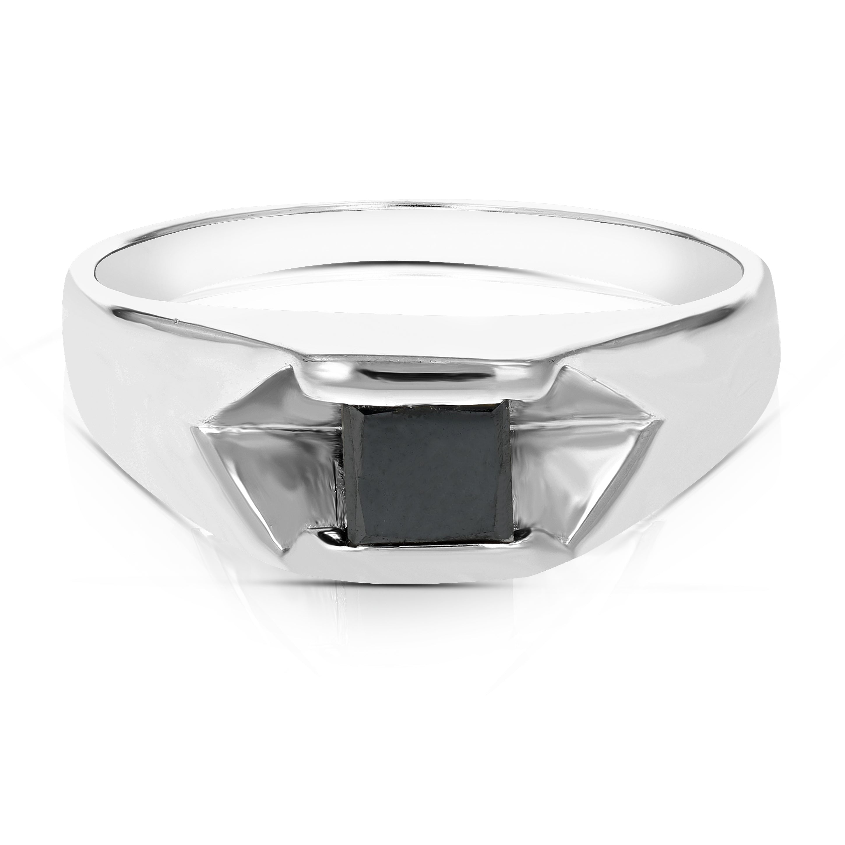 Princess Black Diamond Solitaire Ring