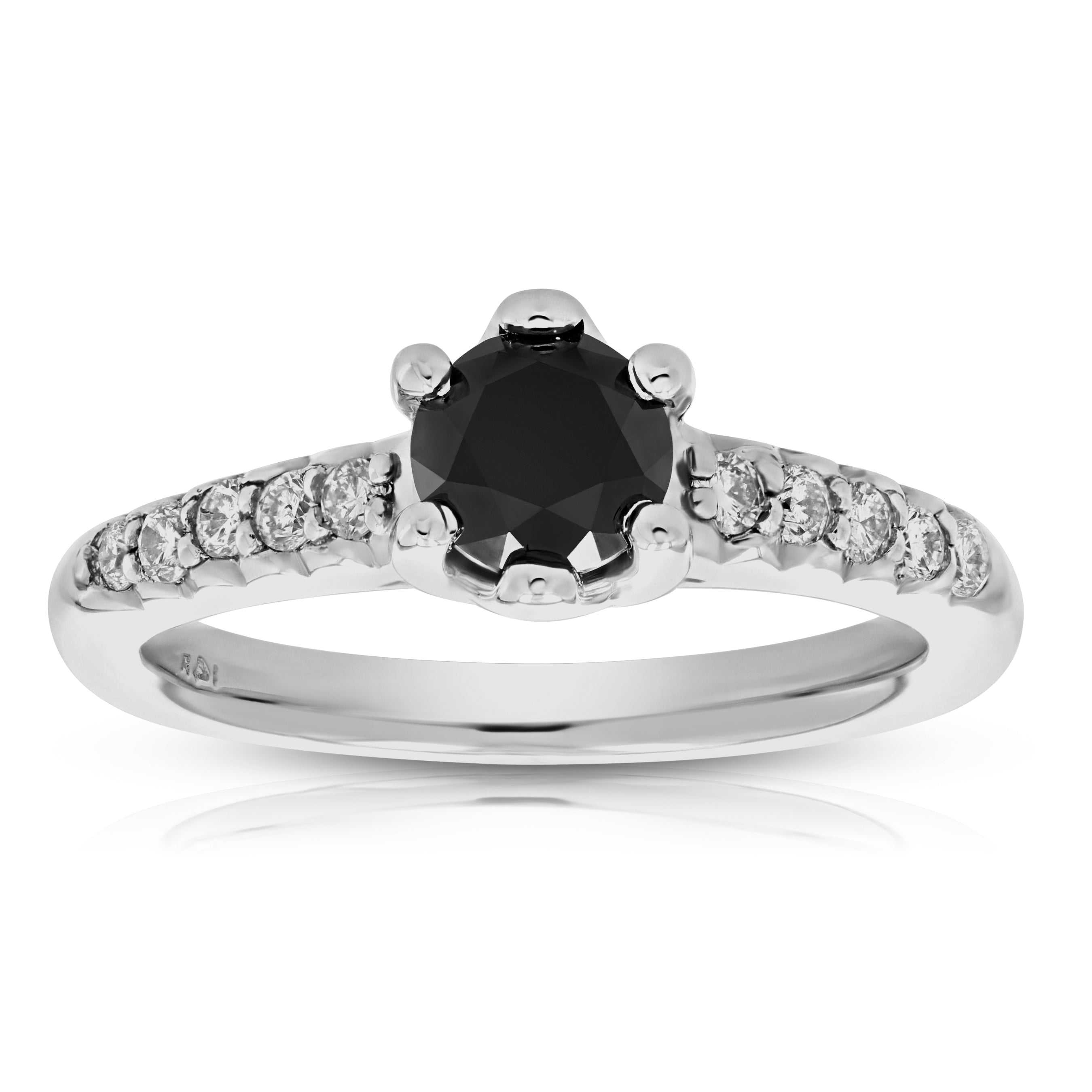 Black Solitaire with Side Stones Diamond Ring