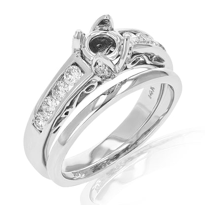 Semi Mount Side Stone Diamond Engagement Ring Set