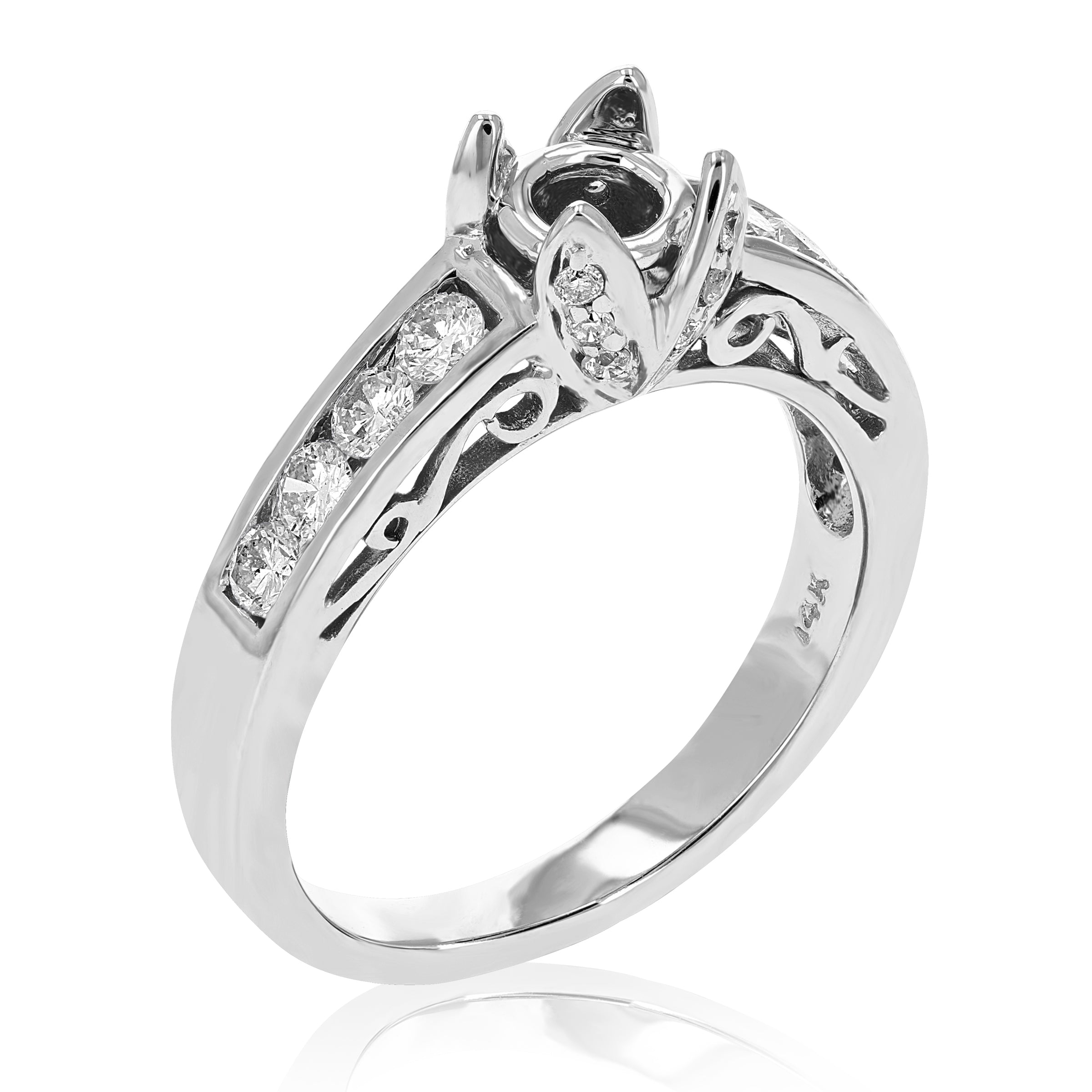 Semi Mount Side Stone Diamond Engagement Ring Set