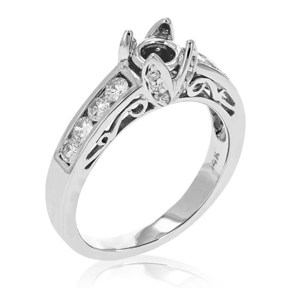 Semi Mount Side Stone Diamond Engagement Ring Set