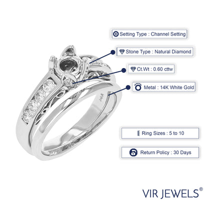 Semi Mount Side Stone Diamond Engagement Ring Set