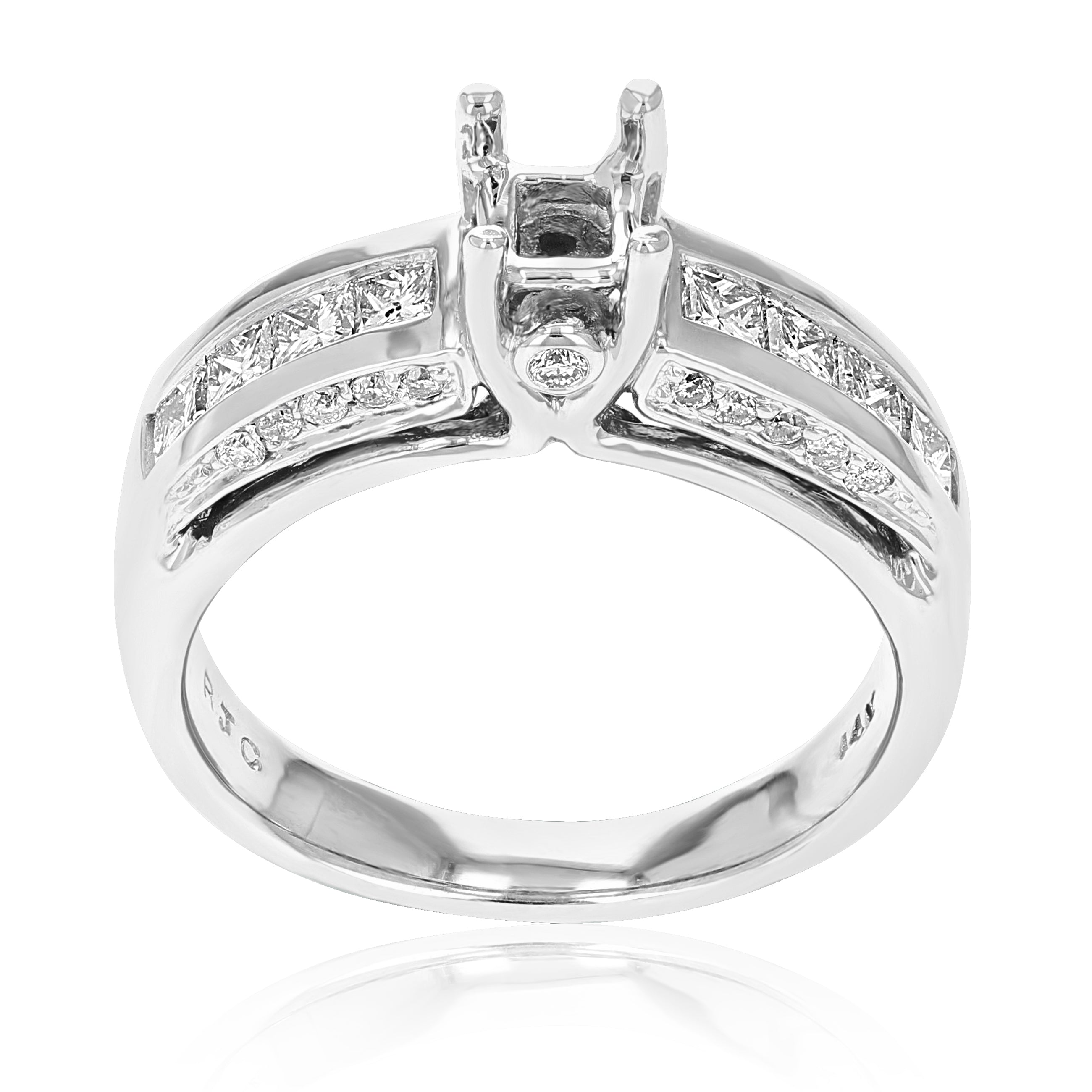 Semi Mount Princess Diamond Engagement Ring Set