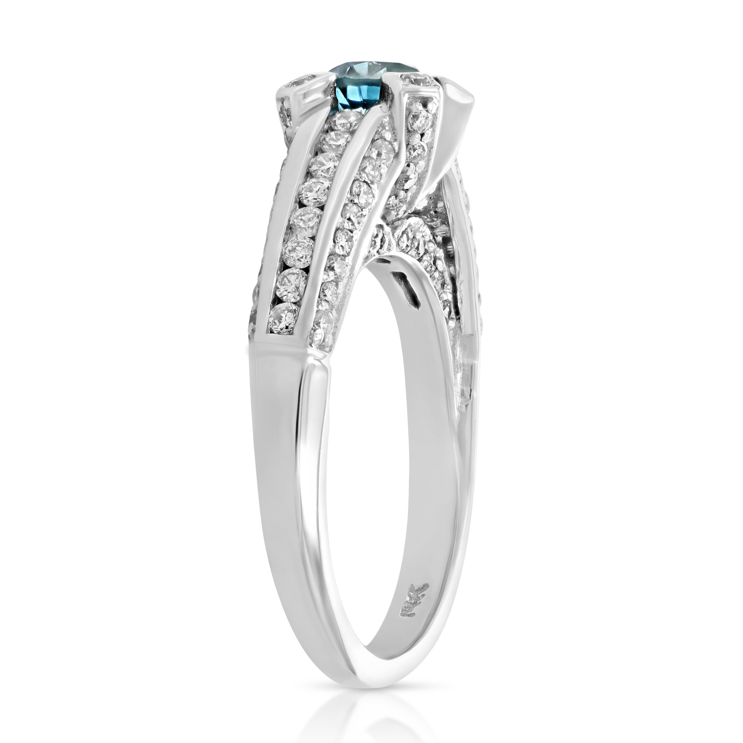 Blue & White Diamond Engagement Ring