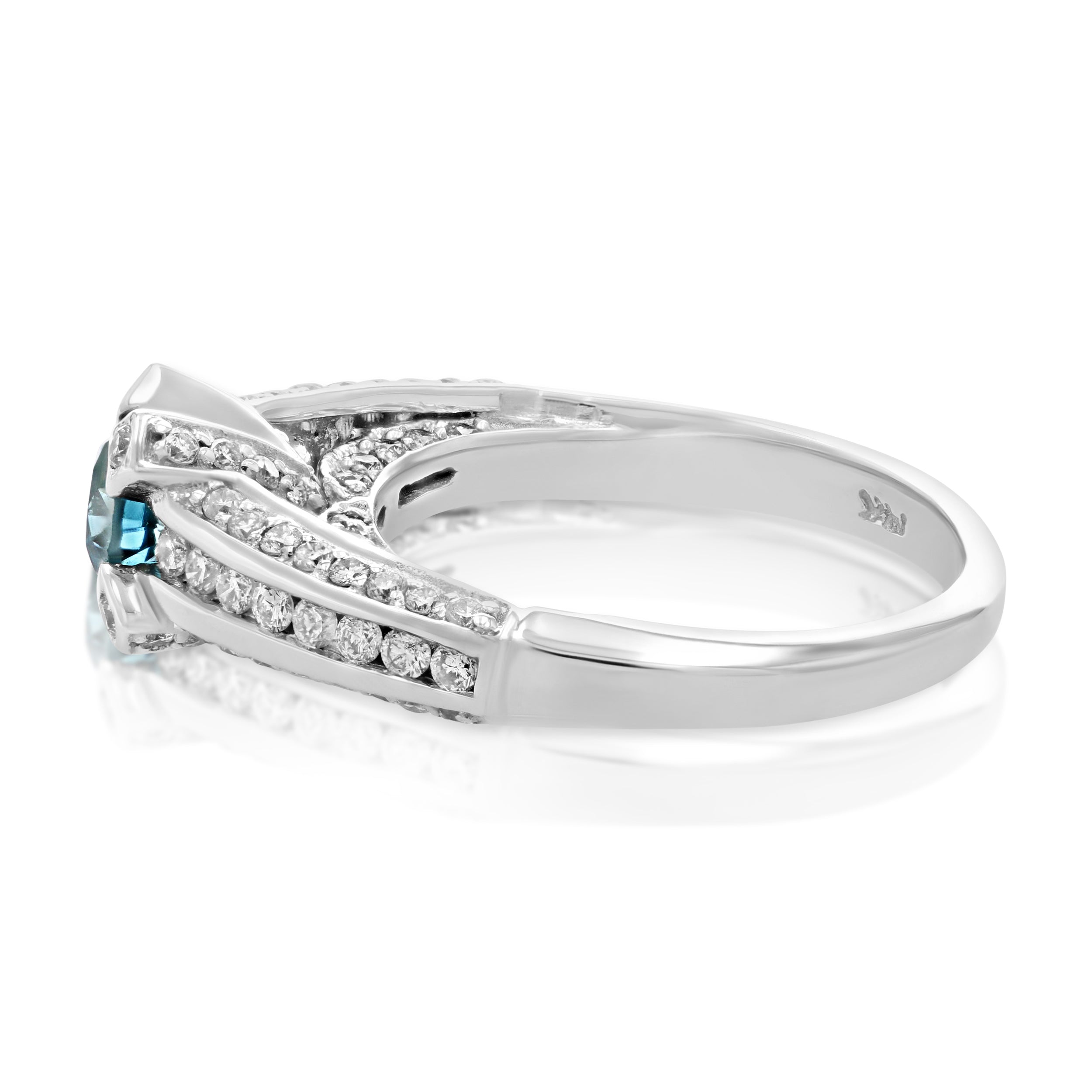 Blue & White Diamond Engagement Ring