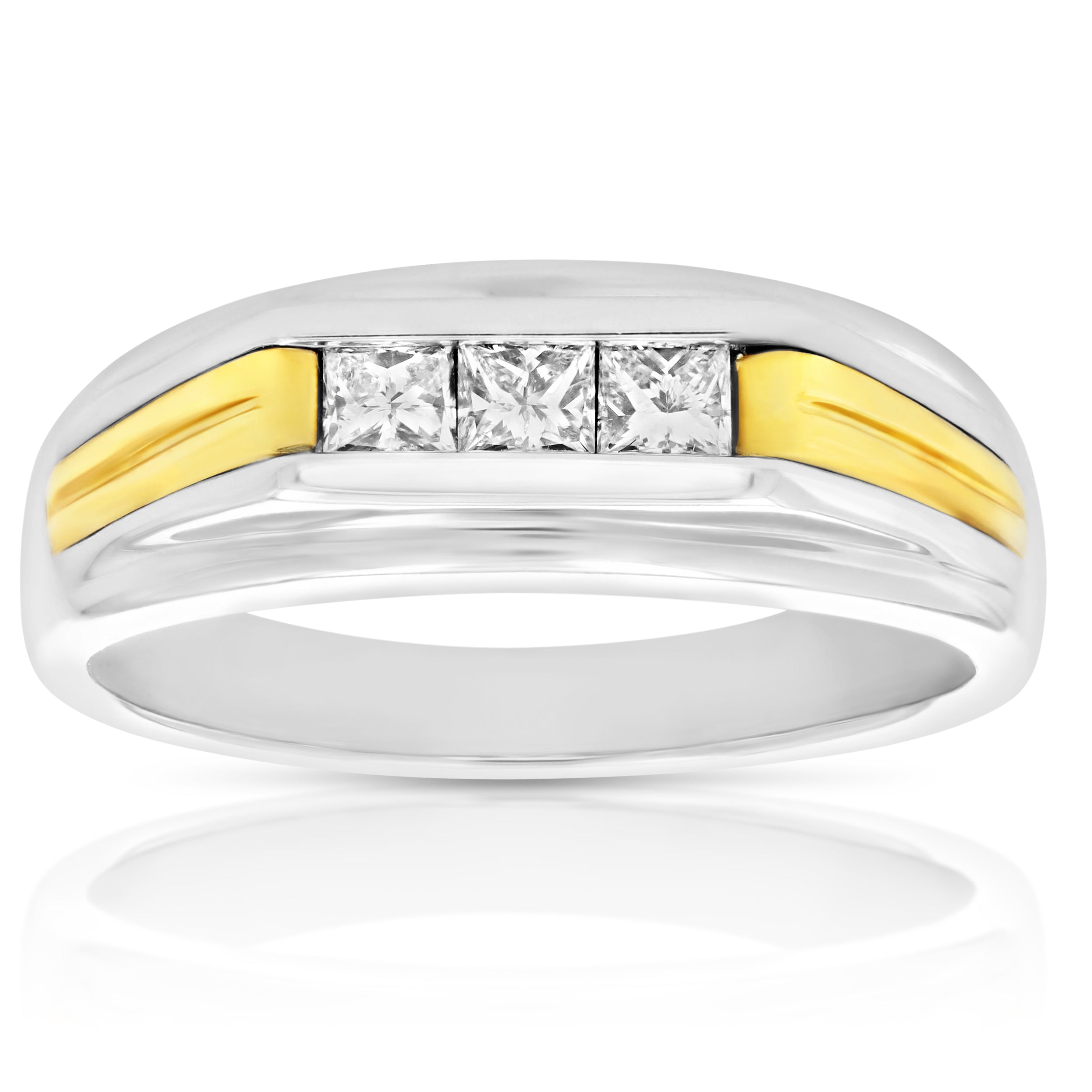 3 Stone Diamond Men's Wedding Ring
