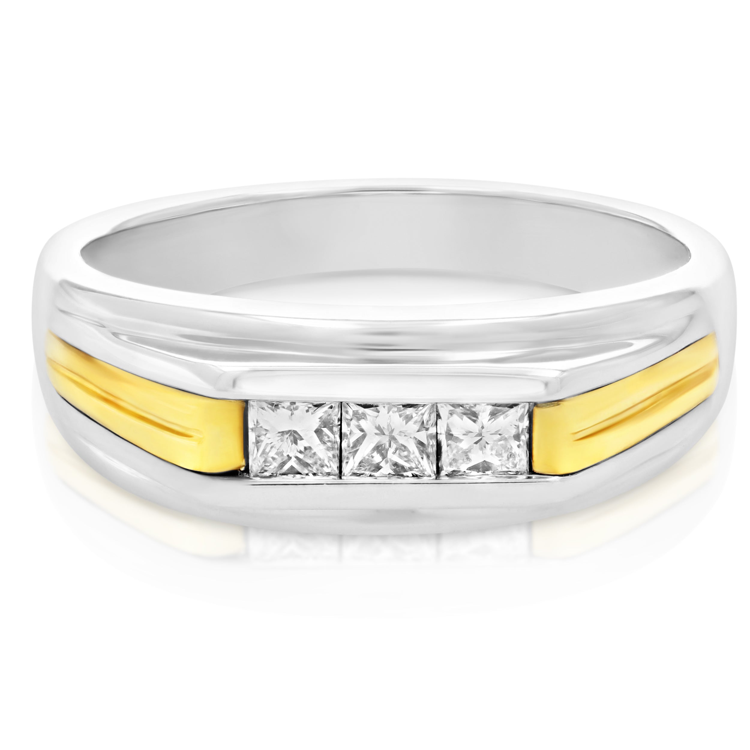 3 Stone Diamond Men's Wedding Ring