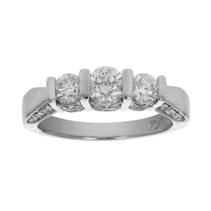 3 Stones Diamond Platinum Ring