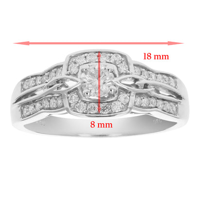 Cushion Halo Round Engagement Ring