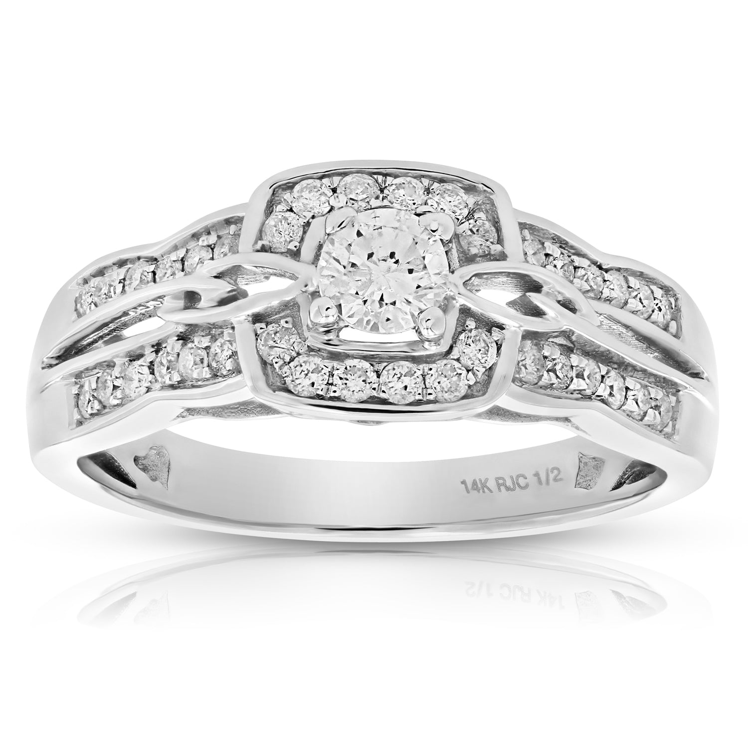 Cushion Halo Round Engagement Ring