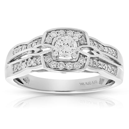 Cushion Halo Round Engagement Ring