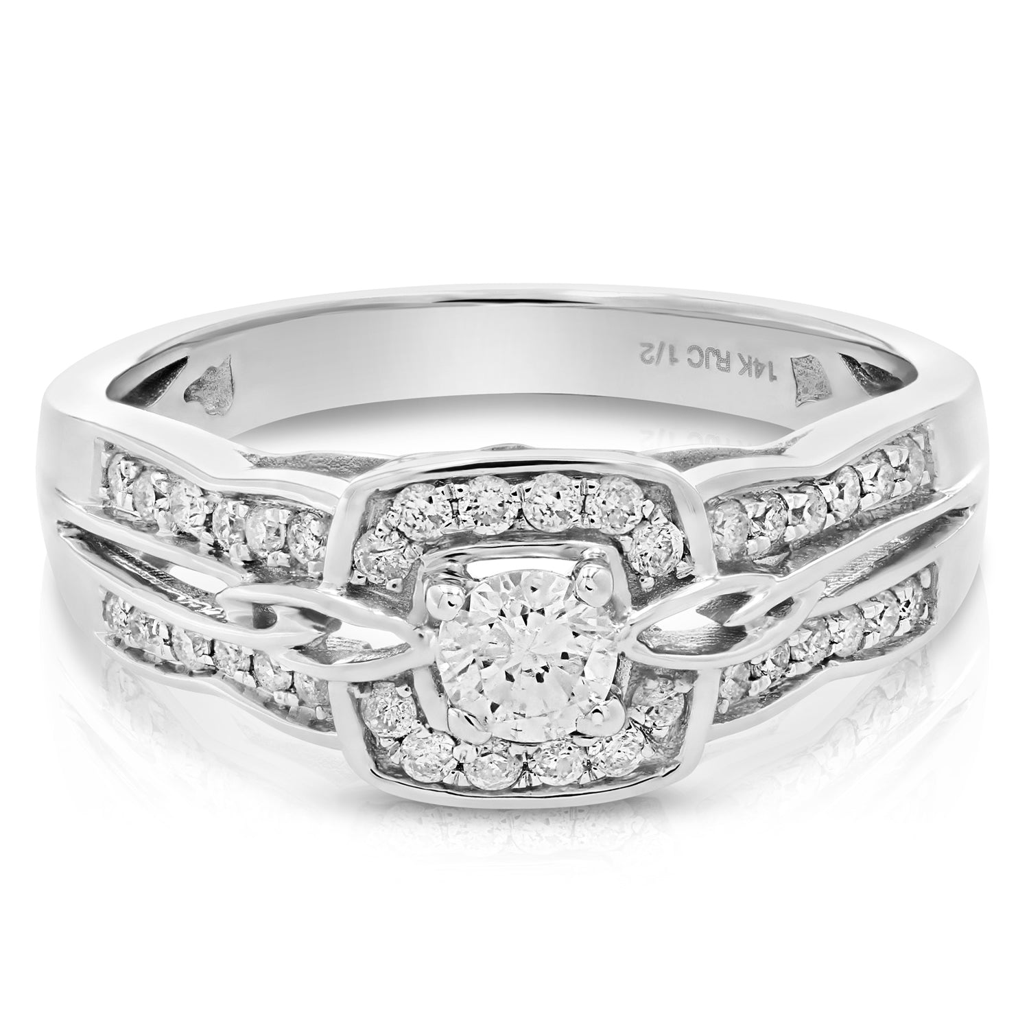 Cushion Halo Round Engagement Ring