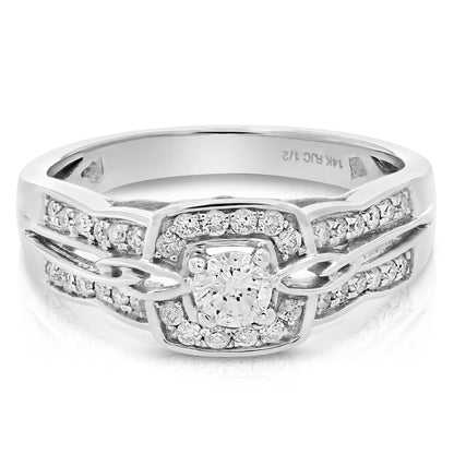 Cushion Halo Round Engagement Ring