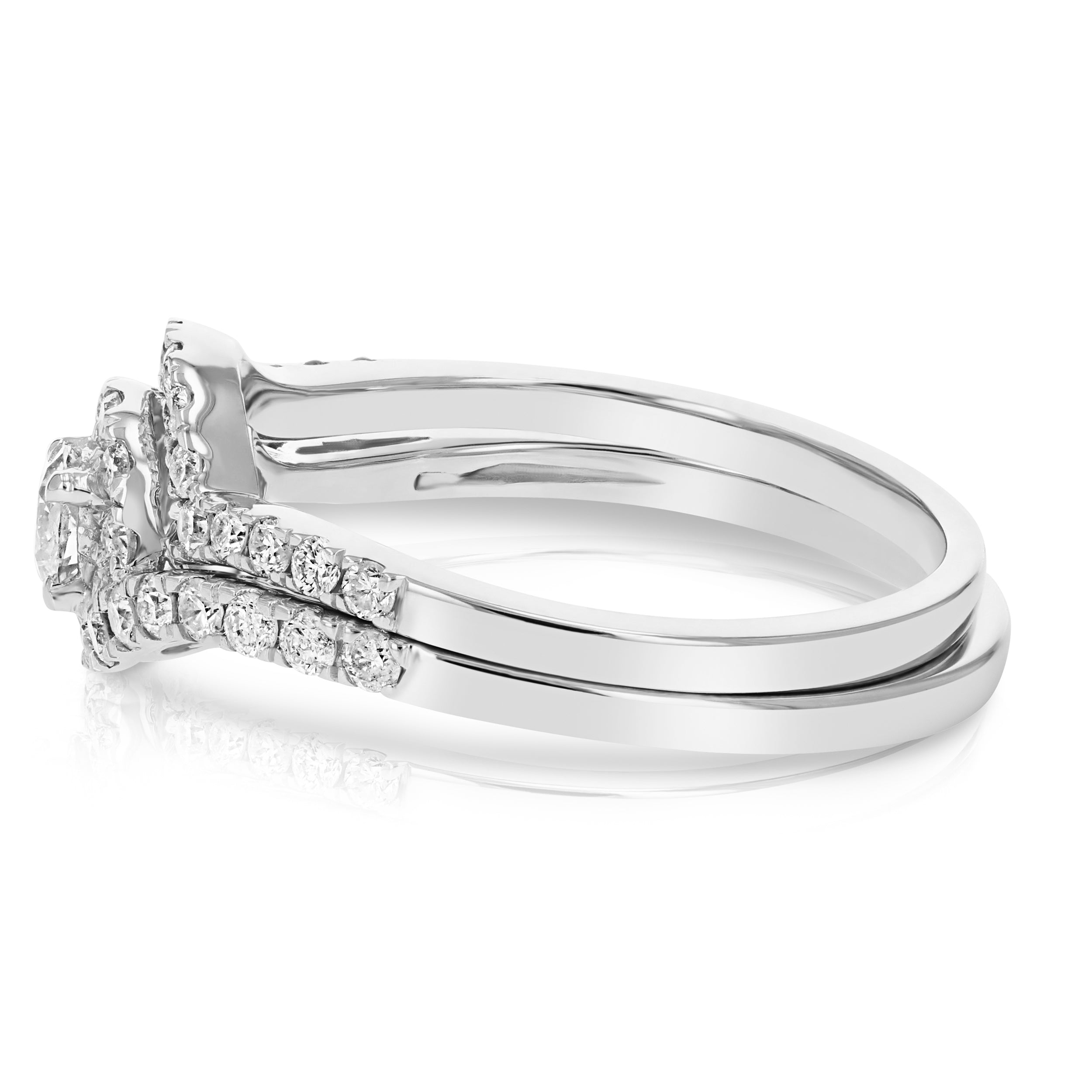 Swirl Round Halo Engagement Ring