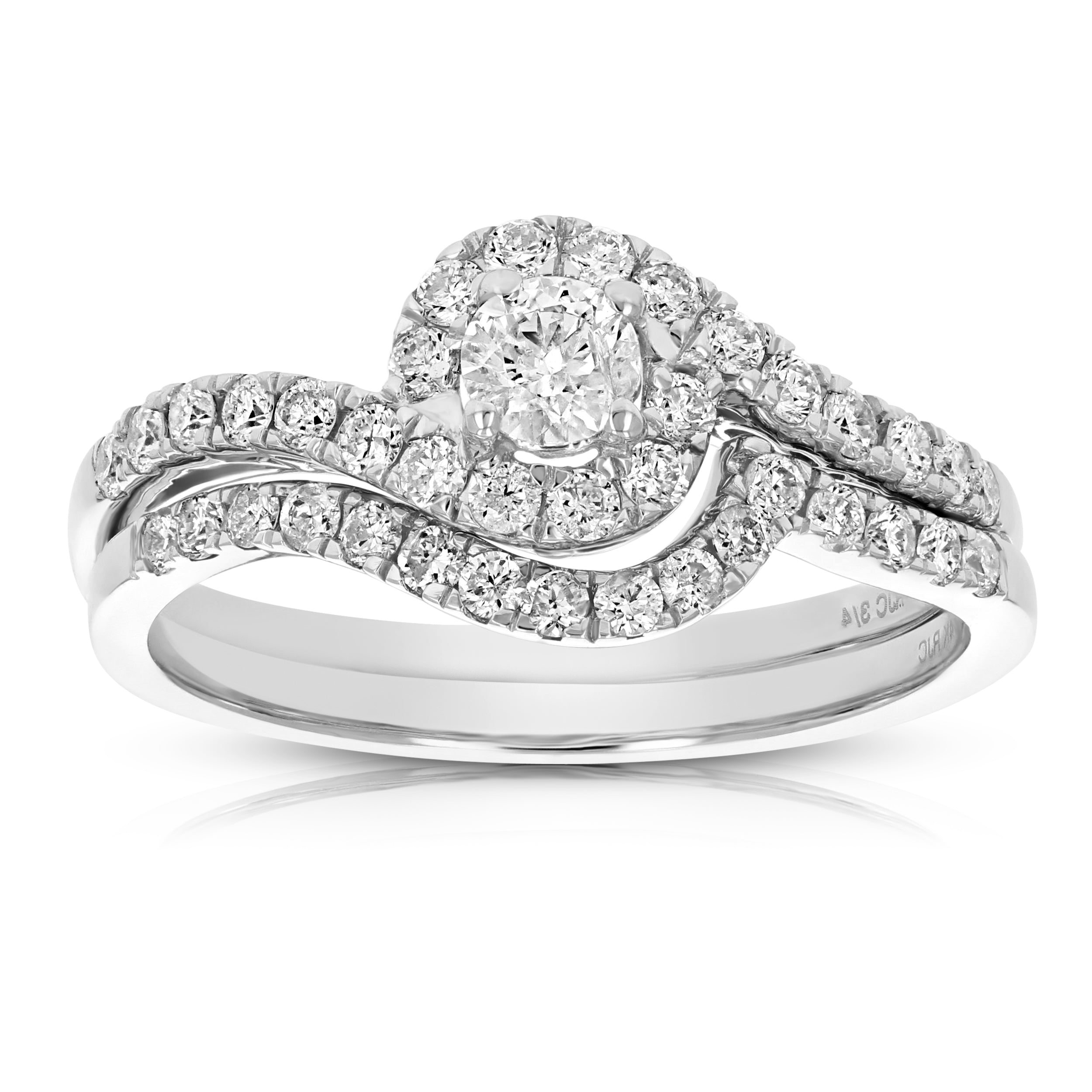 Swirl Round Halo Engagement Ring