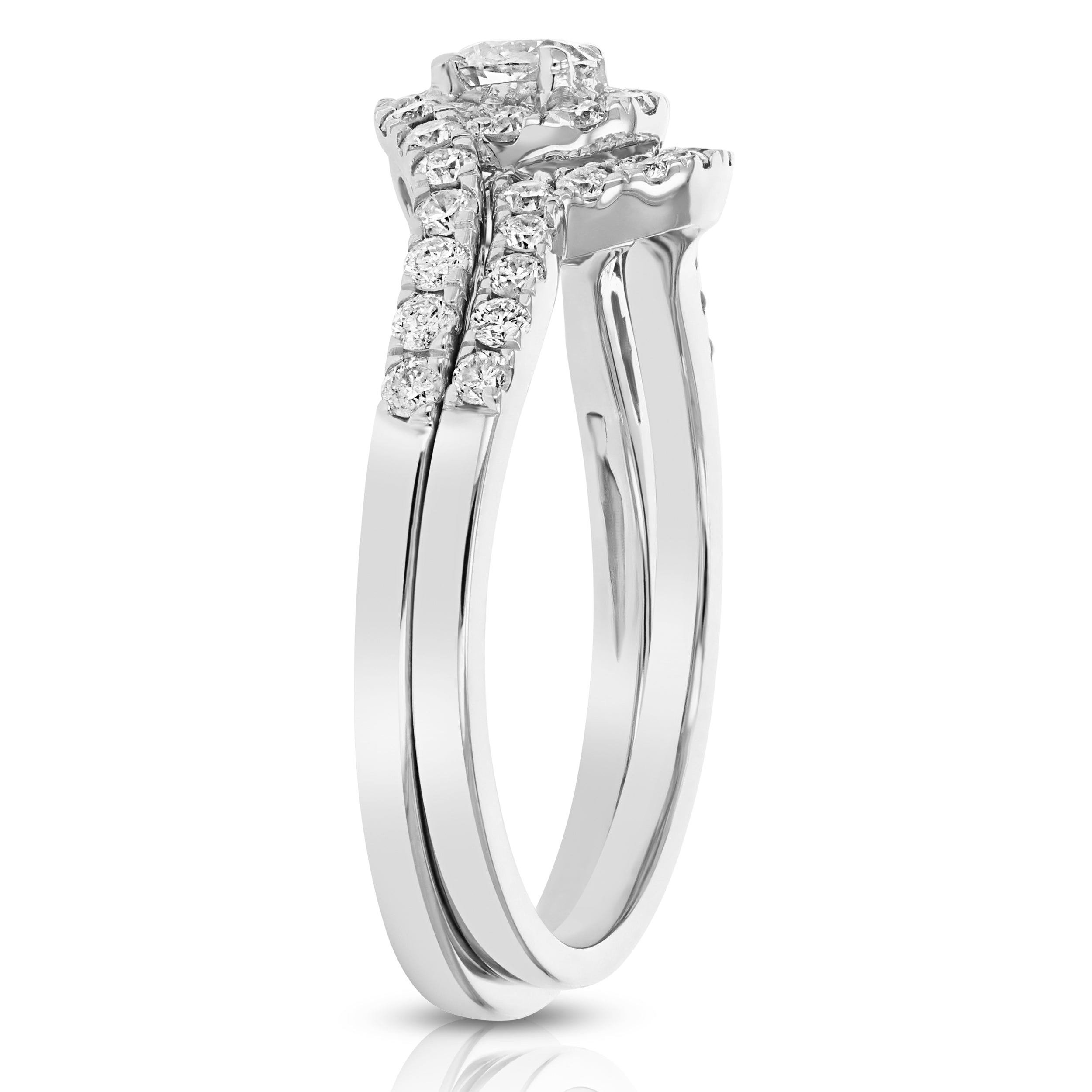 Swirl Round Halo Engagement Ring