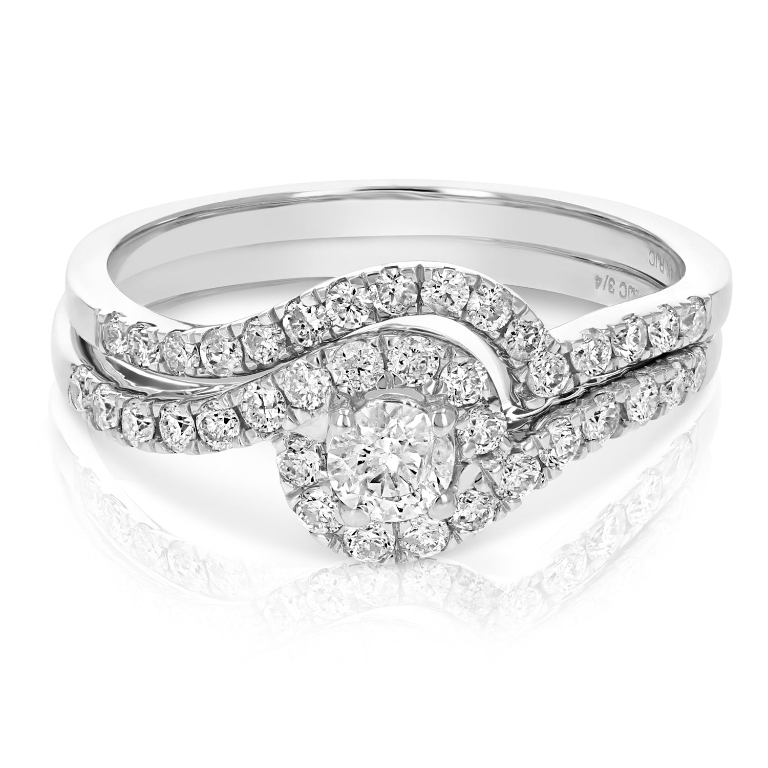 Swirl Round Halo Engagement Ring