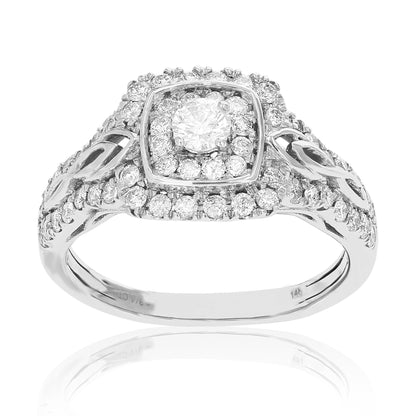 Vintage Halo Diamond Engagement Ring