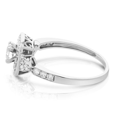 Cushion Halo Round Engagement Ring