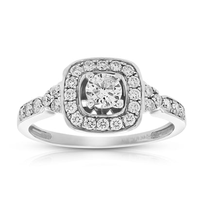 Cushion Halo Round Engagement Ring