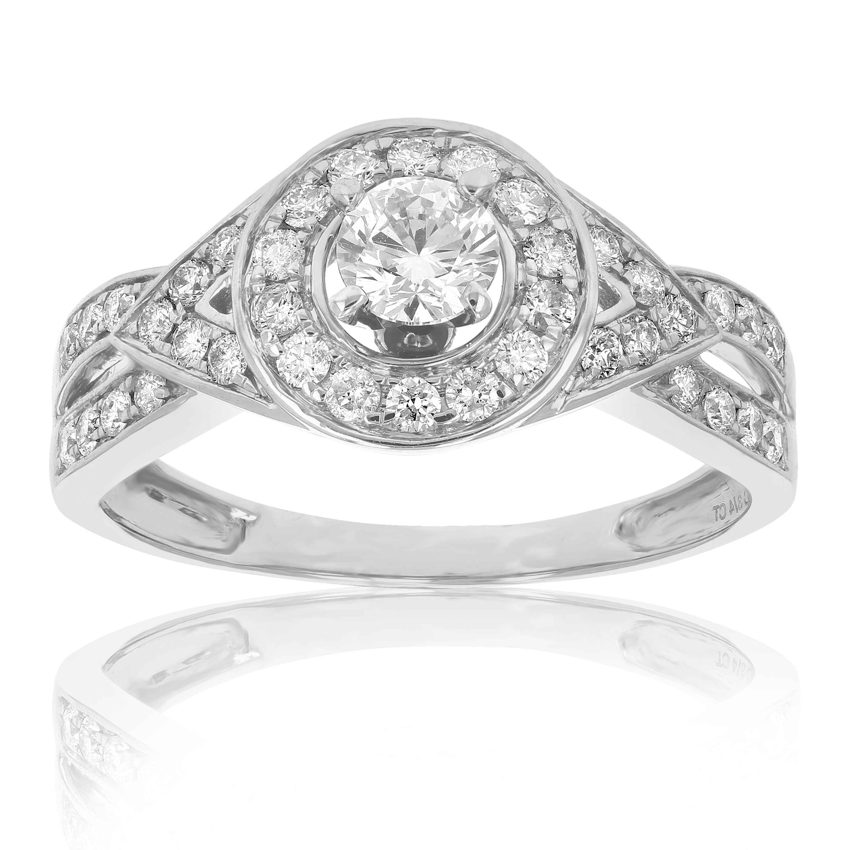 Twisted Halo Diamond Engagement Ring