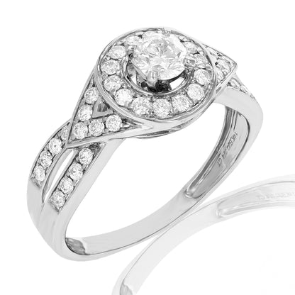 Twisted Halo Diamond Engagement Ring