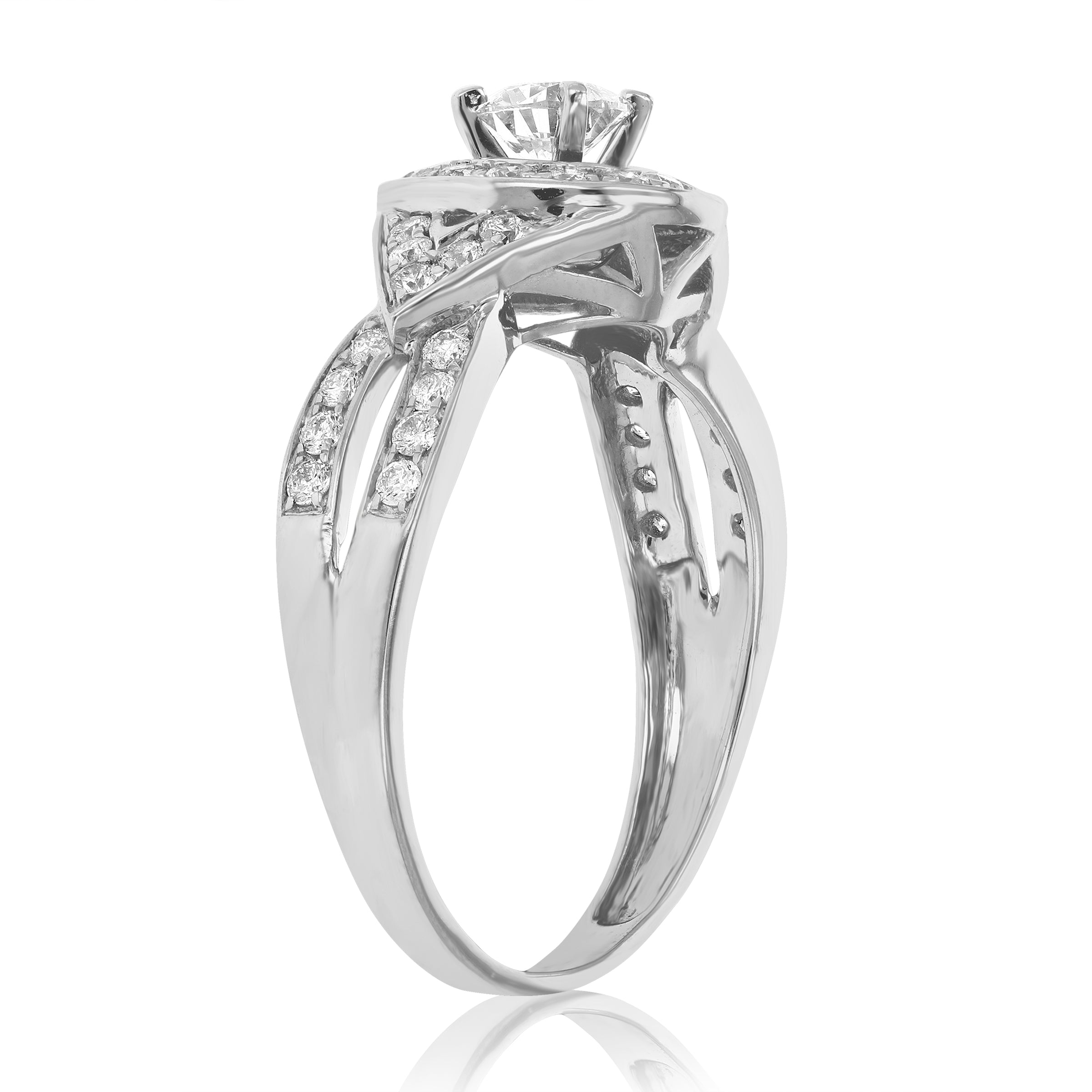 Twisted Halo Diamond Engagement Ring