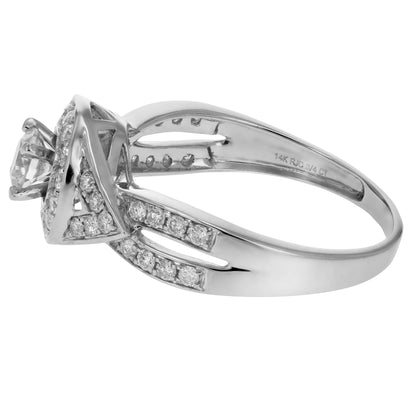 Twisted Halo Diamond Engagement Ring