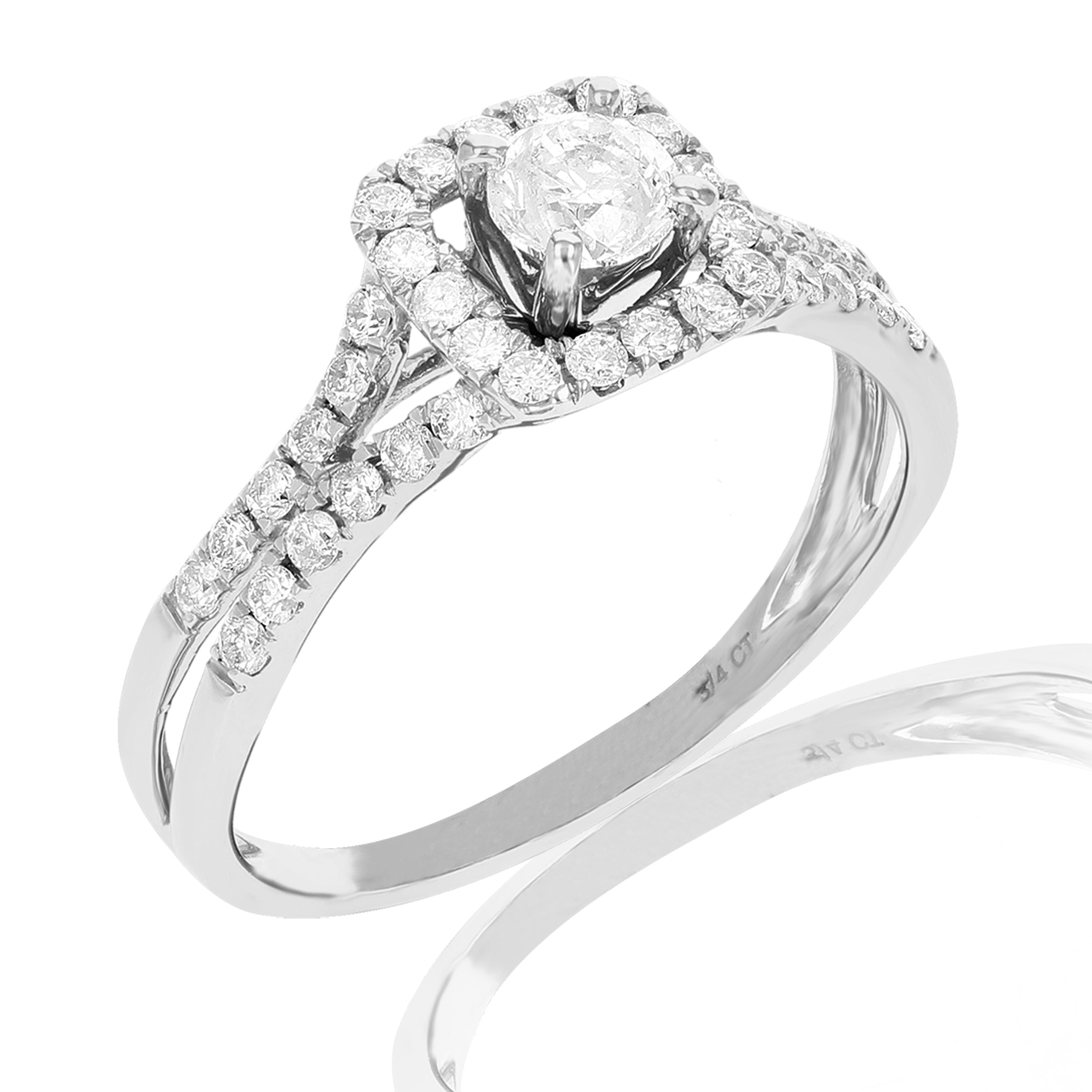 Double Row Side Cushion Engagement Ring