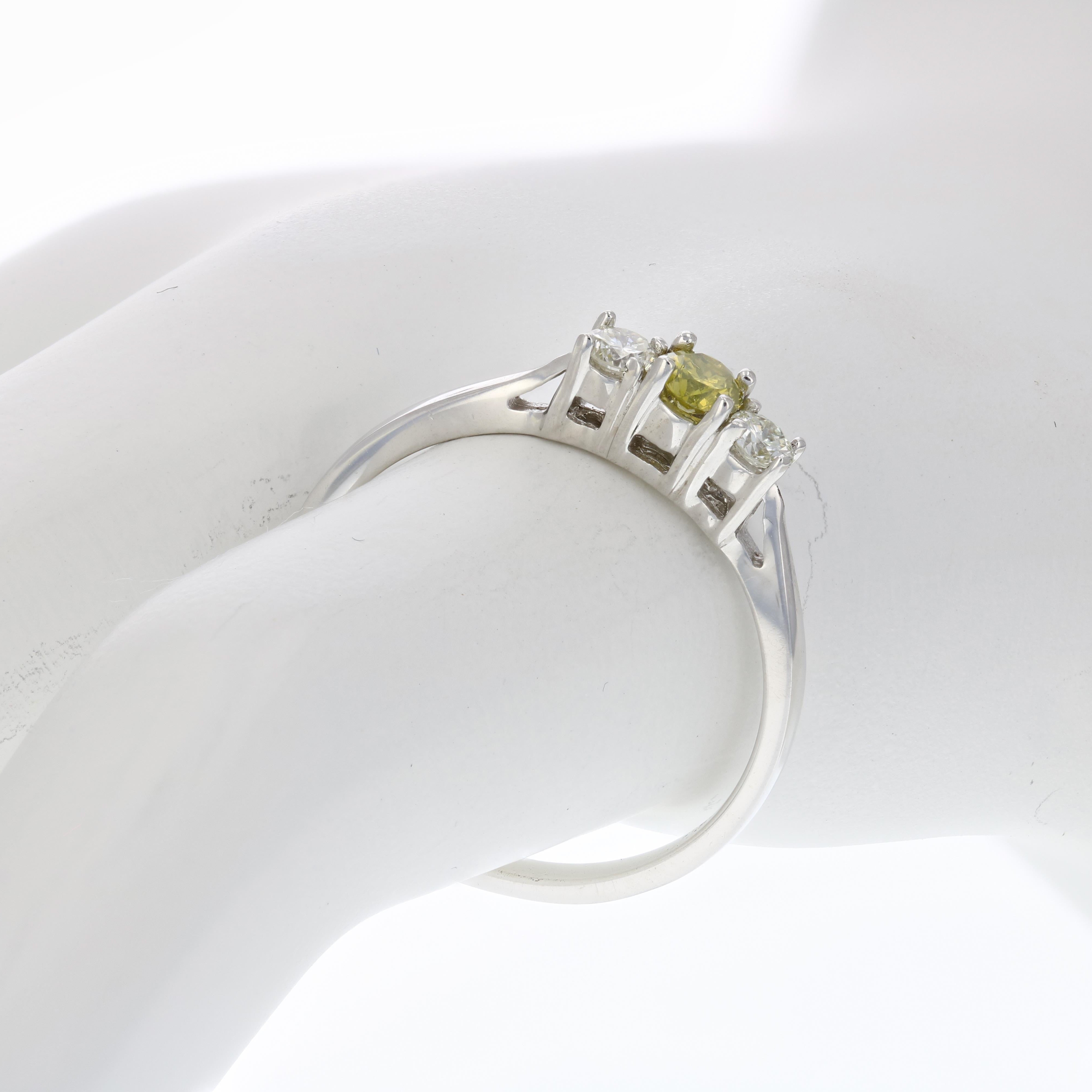 Yellow & White Diamond Three Stone Ring