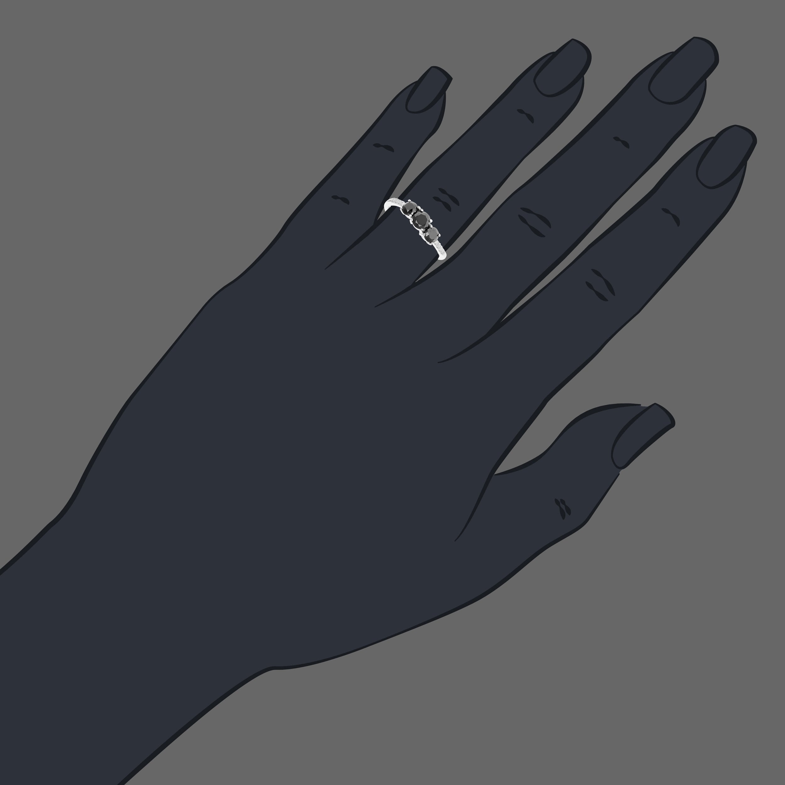 Three Black Diamond Ring