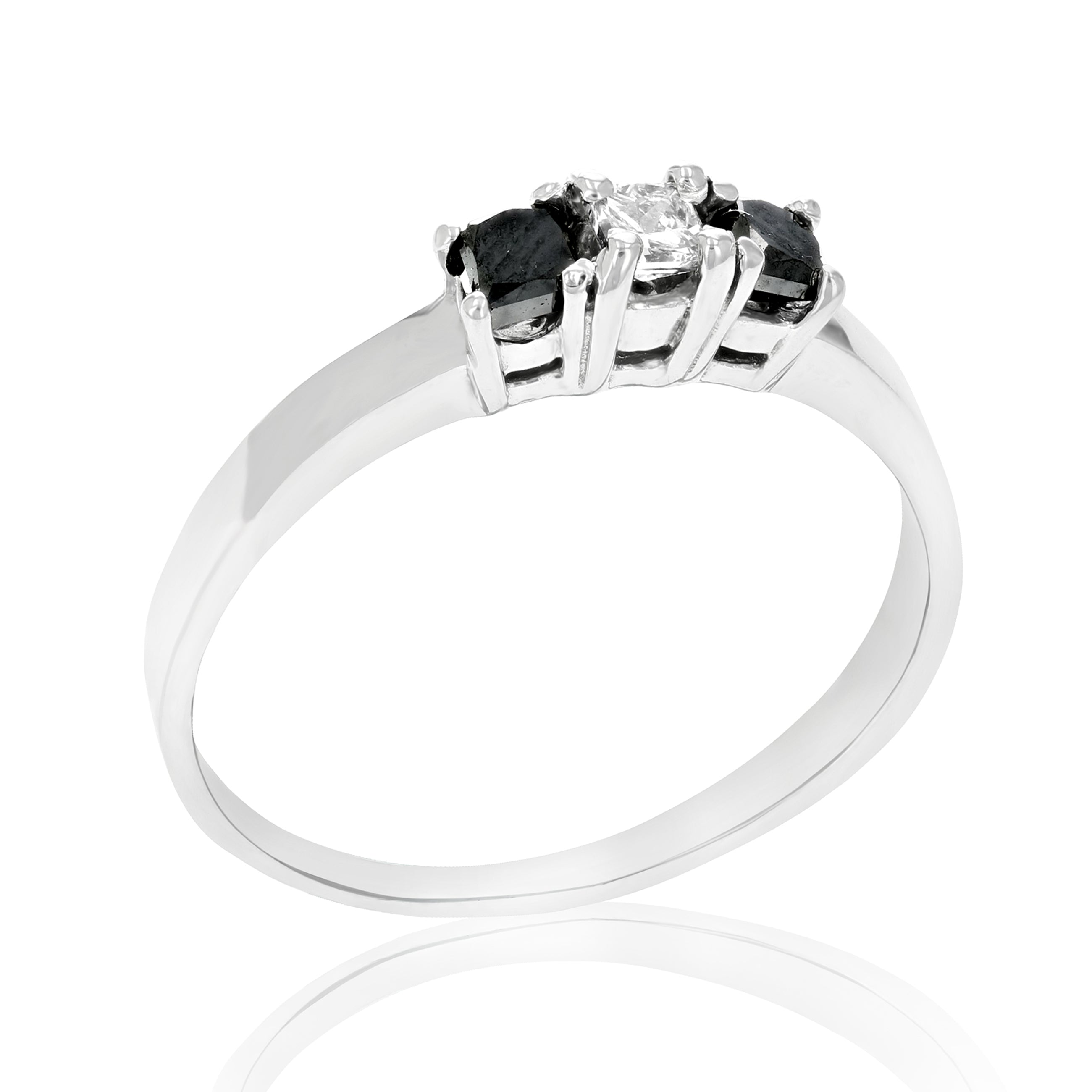 Black & White Diamond Three Stone Ring