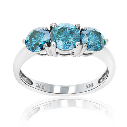 Three Stone Blue Engagement Ring