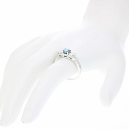 Blue, White Three Stone Ring