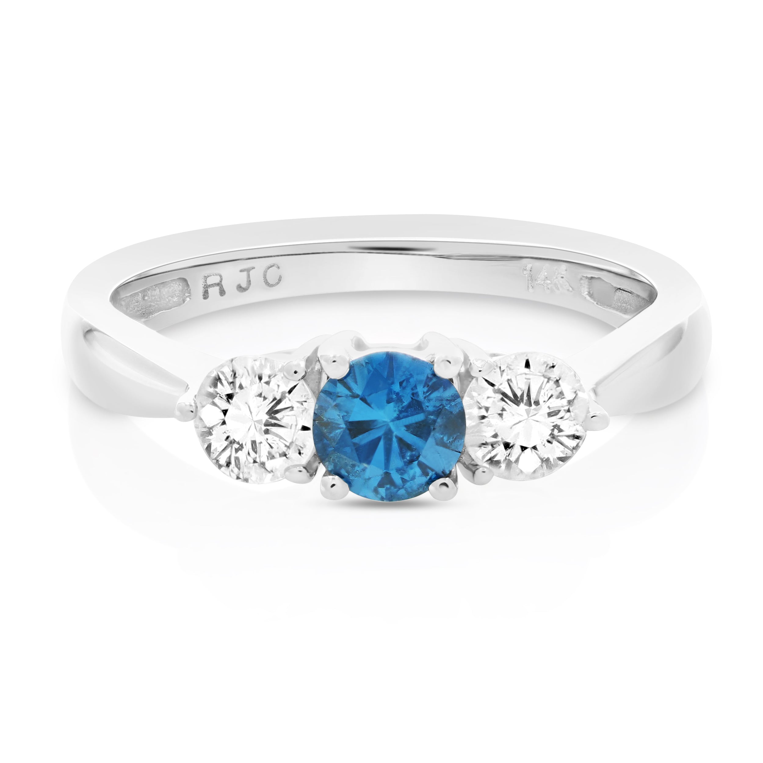 Blue, White Three Stone Ring