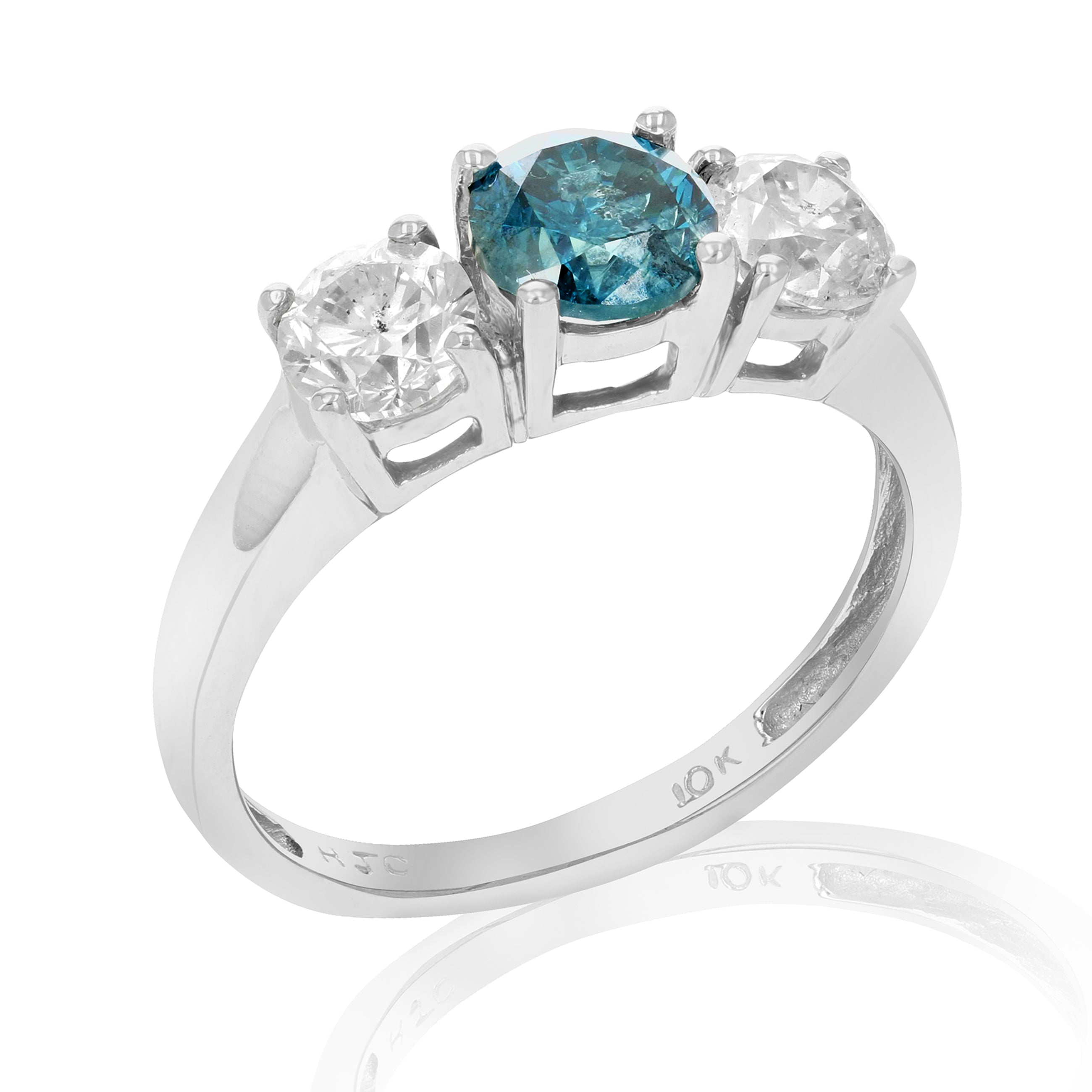 3 Stone Blue Diamond Band