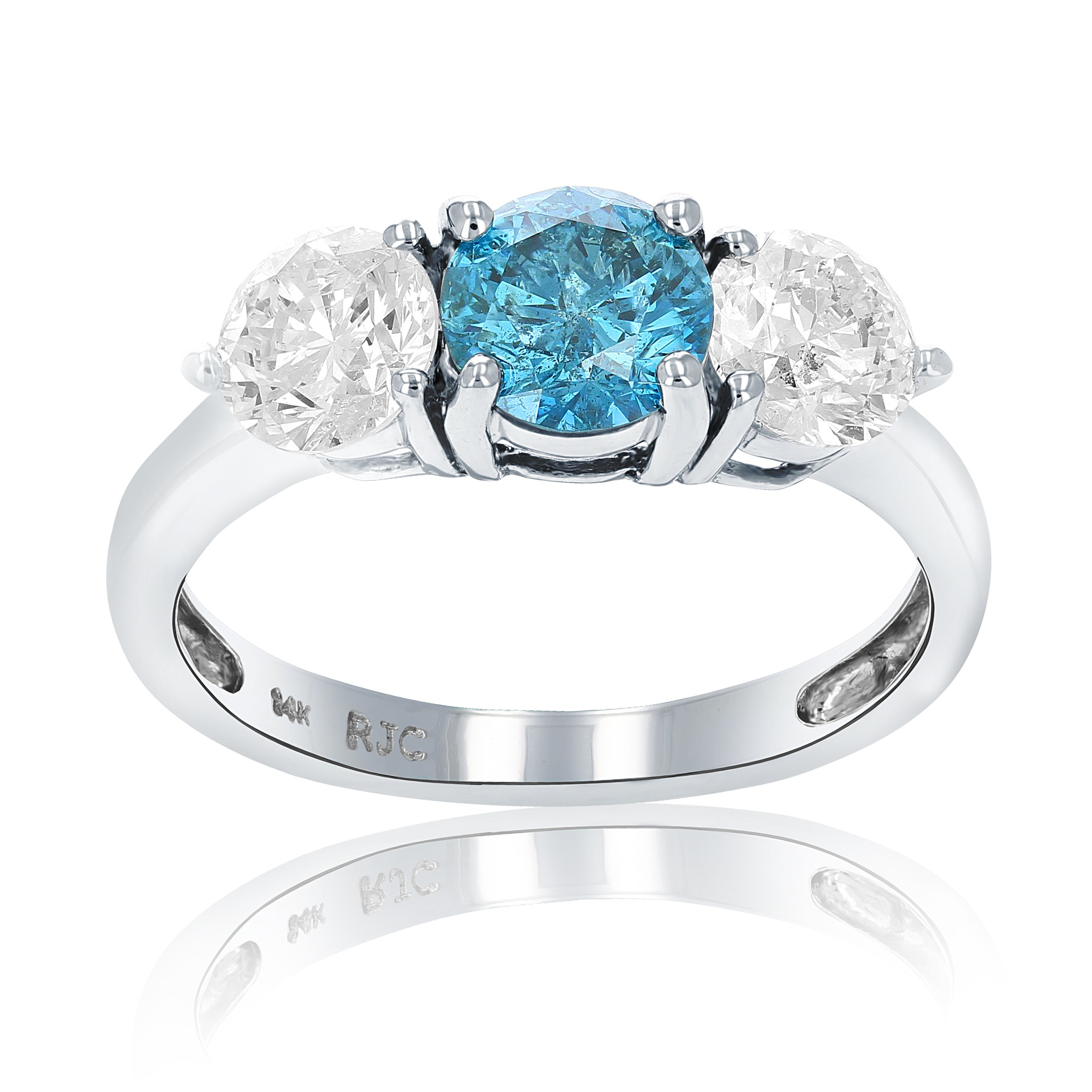 3 Stone Blue White Diamond Band