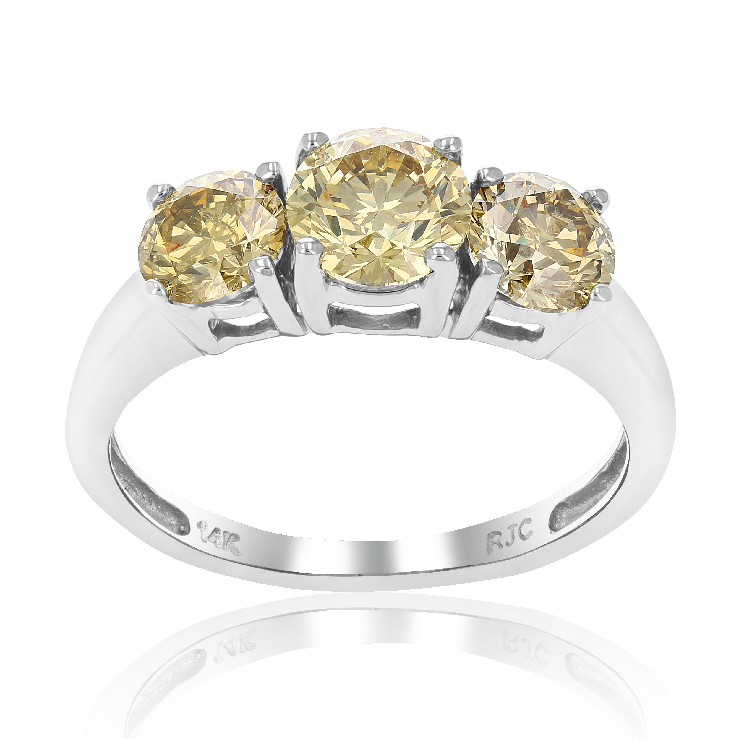 Champagne Three Stone Engagement Ring