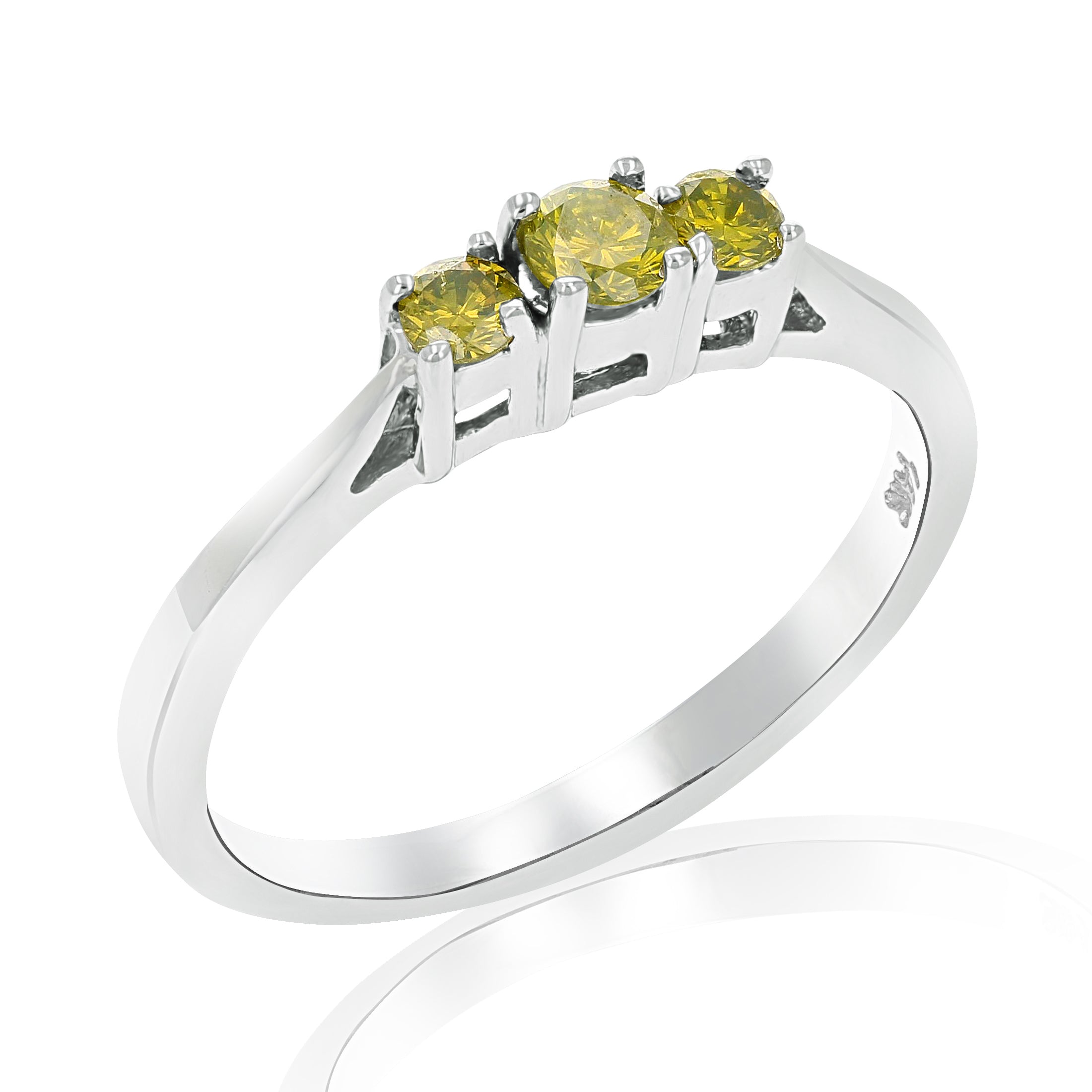 Yellow Diamond Three Stone Ring