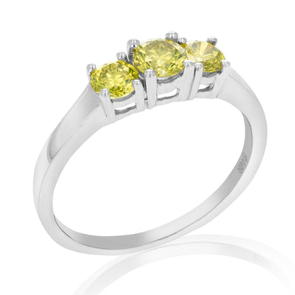 Yellow Three Stone Engagement Ring