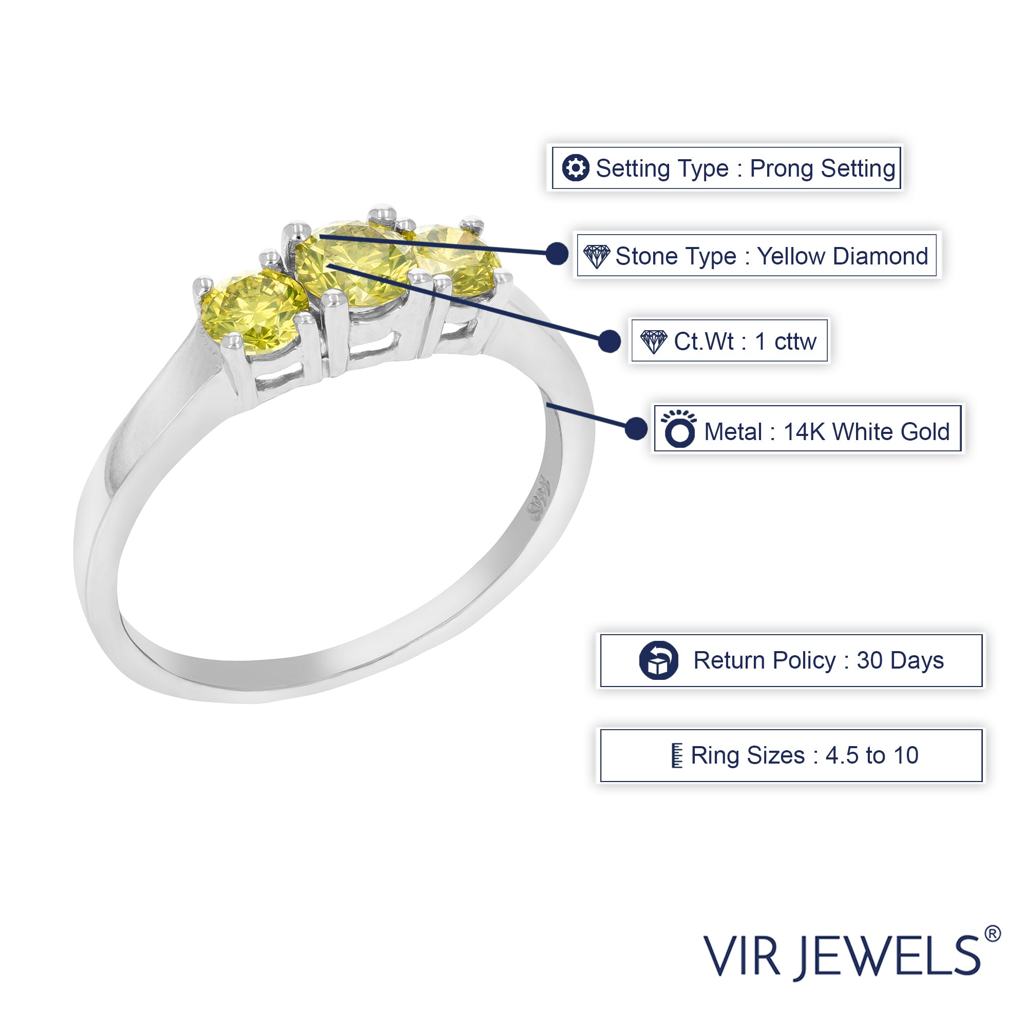 Yellow Three Stone Engagement Ring