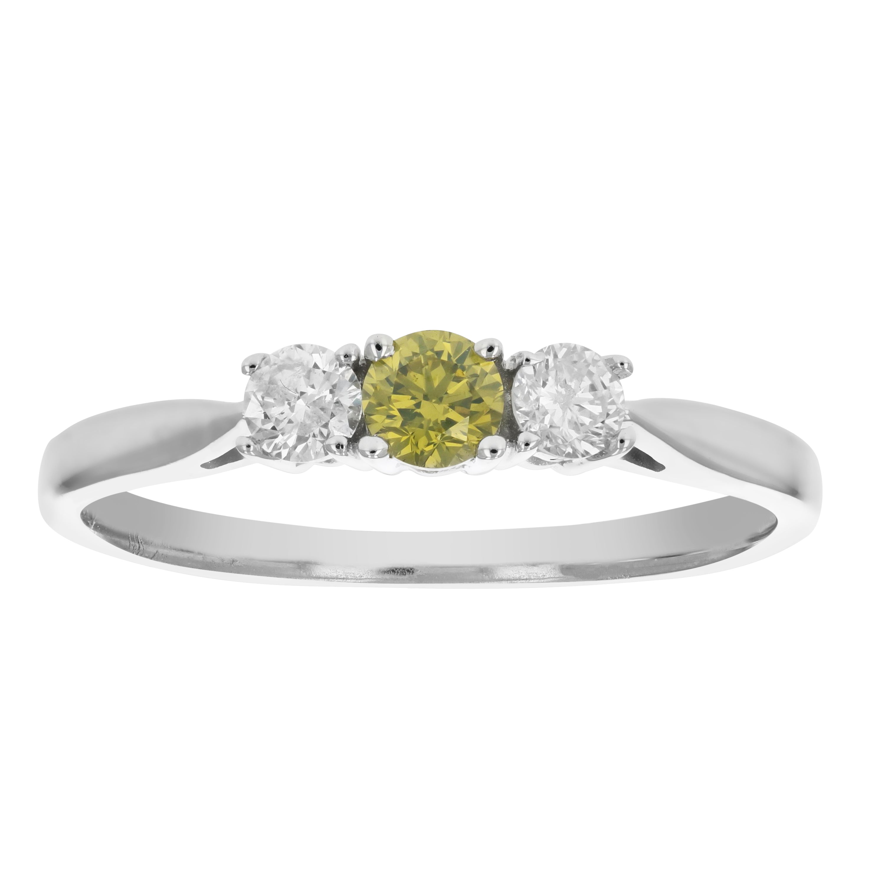 Yellow & White Diamond Three Stone Ring