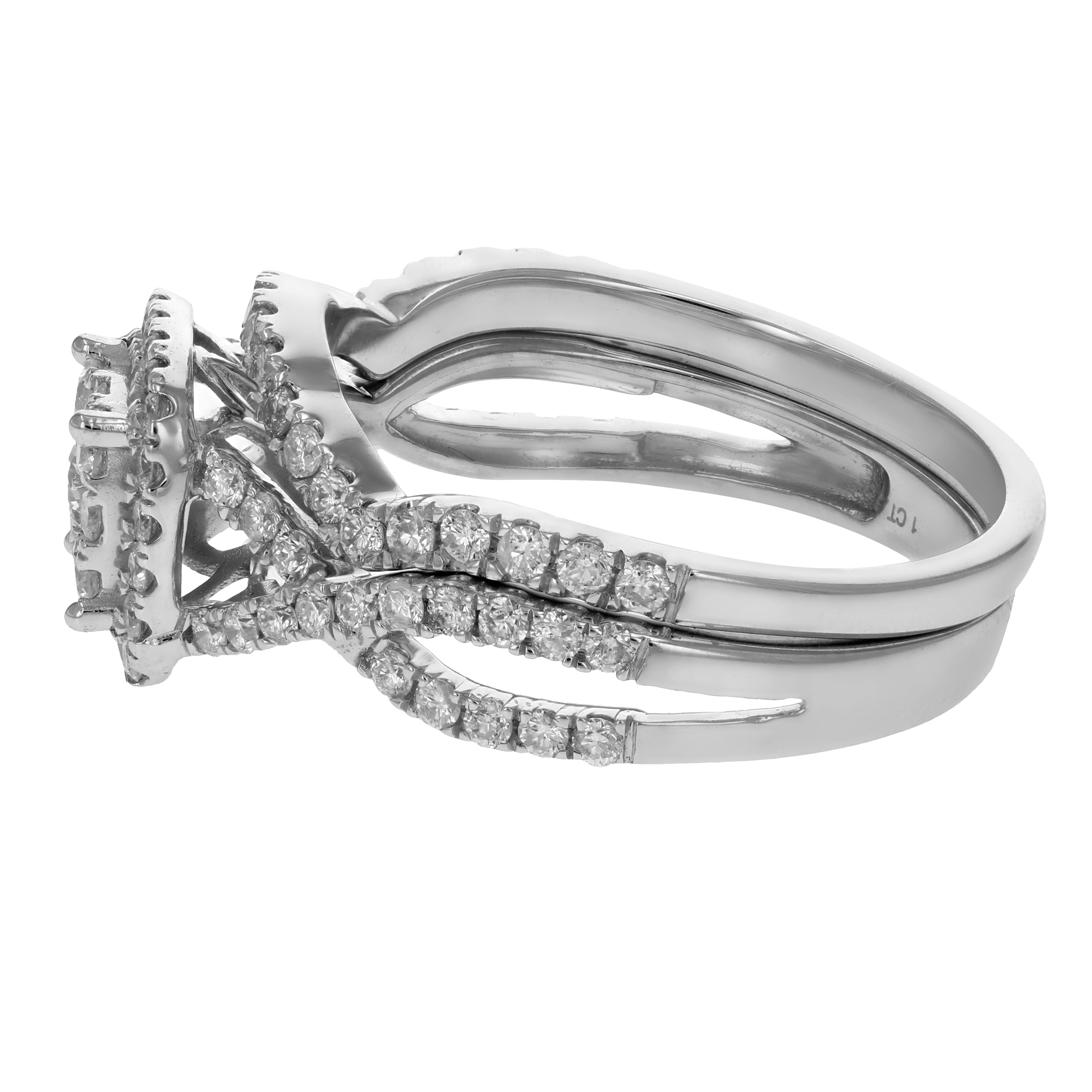 Cushion Cluster Diamond Bridal Ring Set